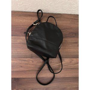 Faux Black Leather Backpack Purse with Adjustable Convertible Straps